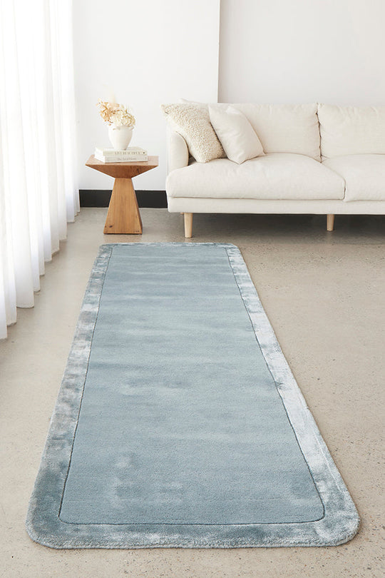 Hand-Tufted NZ Wool & Viscose Blue Runner Rug