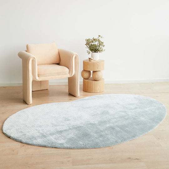 Soft Machine Washable  Powder Blue Rug