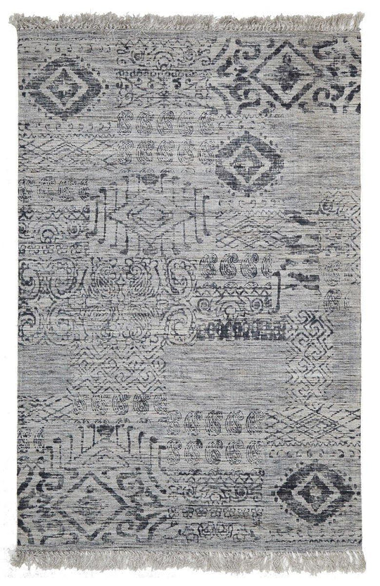 Scandinavian Style Viscose and Cotton Blue Rug-225X155cm