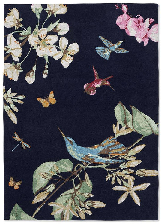Hummingbird Wool Rugs 37818 by Wedgwood in Navy Blue