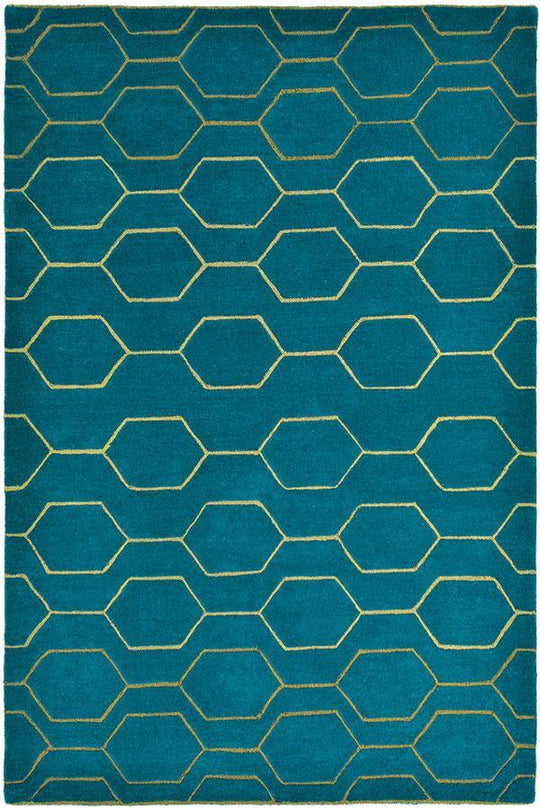 Arris rugs 37307 in teal and gold by wedgwood