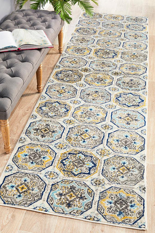 Emin Vintage Look Blue  Runner Rug