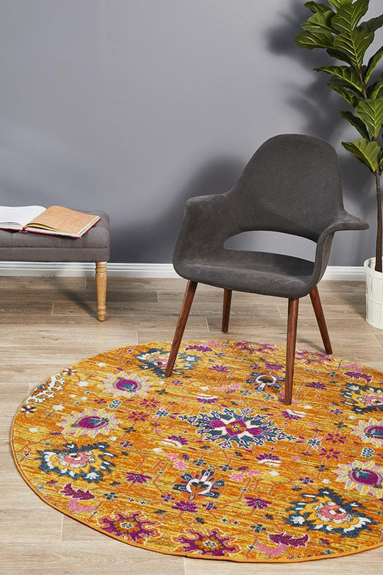 Yeter Vintage Look  Rust Round Rug