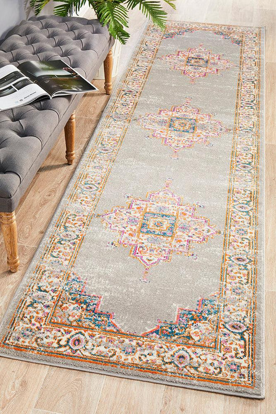 Zoltan Vintage Look  Grey  Runner Rug