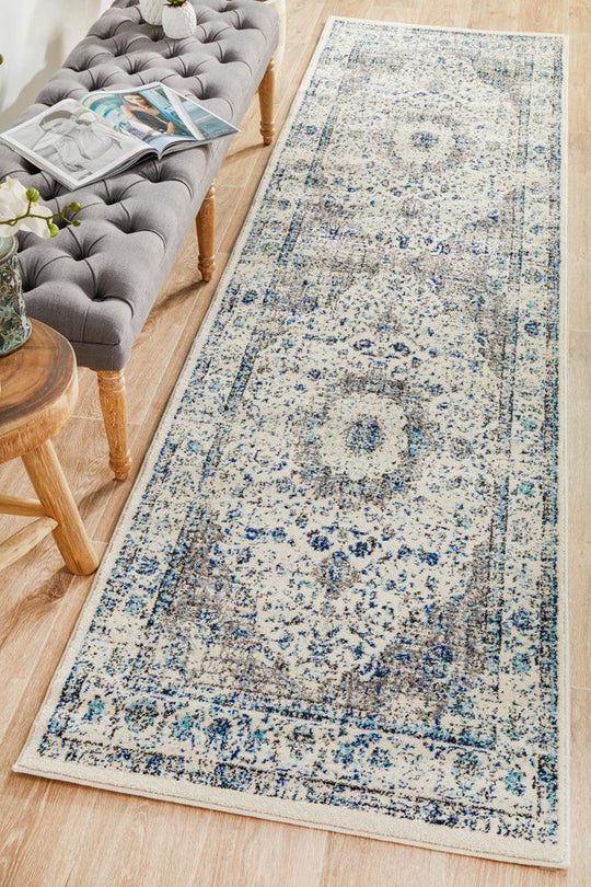 Esme Mist White Transitional Runner Rug