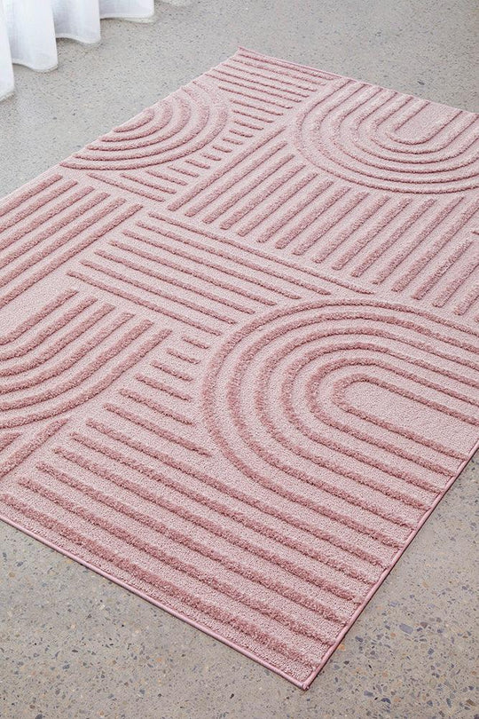 Power Loomed Marina Dior Pink Rug