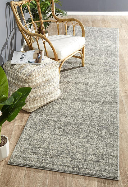 Susa Jahangir Stunning Transitional Silver Runner Rug