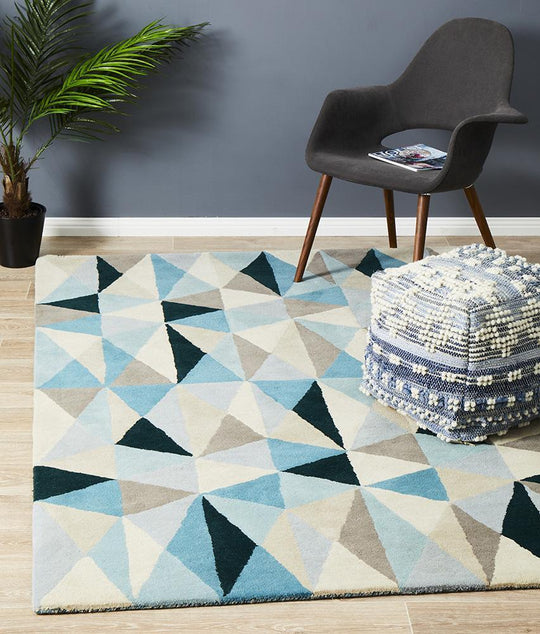 Gem Stone Designer Wool Blue Rug