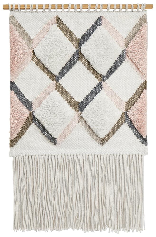 Aladdin Rugs NZ Home Pink Scandi Textured Fringed Wall Hanging