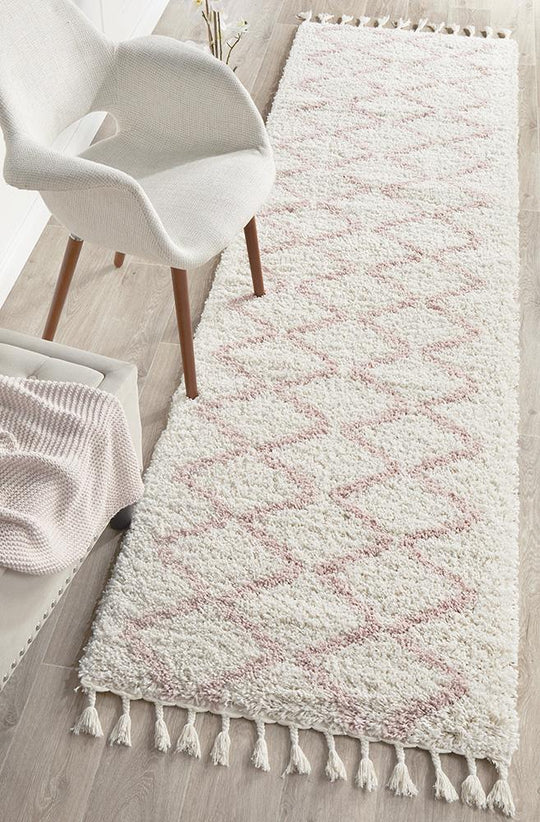 Lily  Pink Fringed Runner Rug