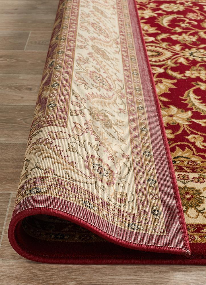 Persian design Medallion Rug Red with Ivory Border