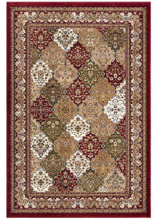 Power loomed Royal Red Garden Rug-528