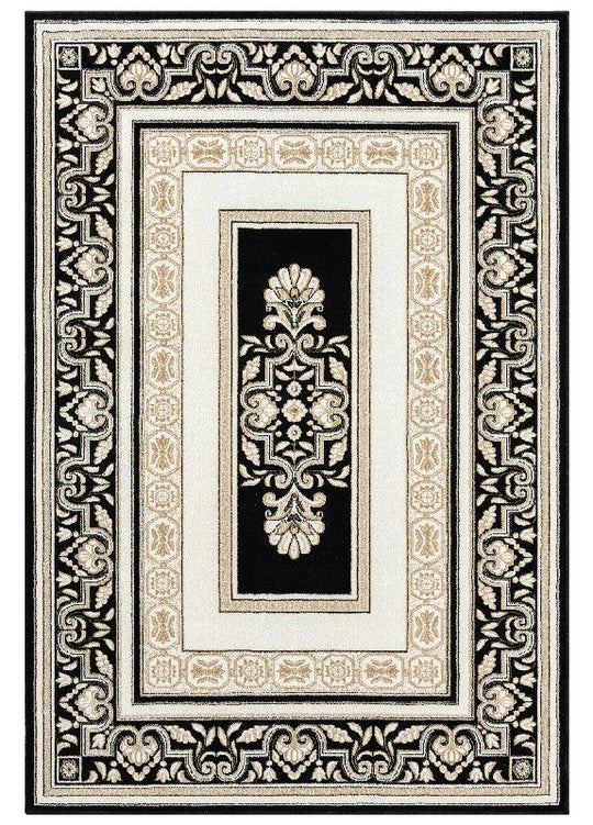 Power loomed Royal Black Rug-523
