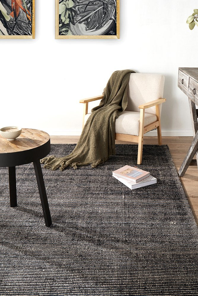 Kiya  Hand Loomed Black Rug