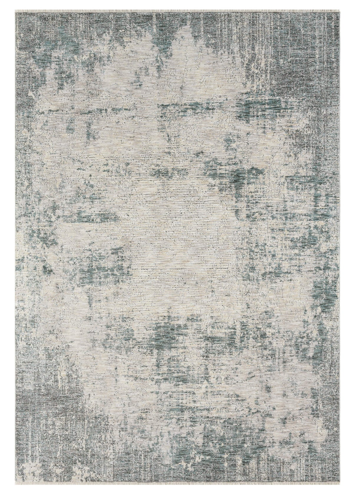 A rectangular, modern-style rug with a subtle geometric pattern in a blue color, with a textured soft appearance.