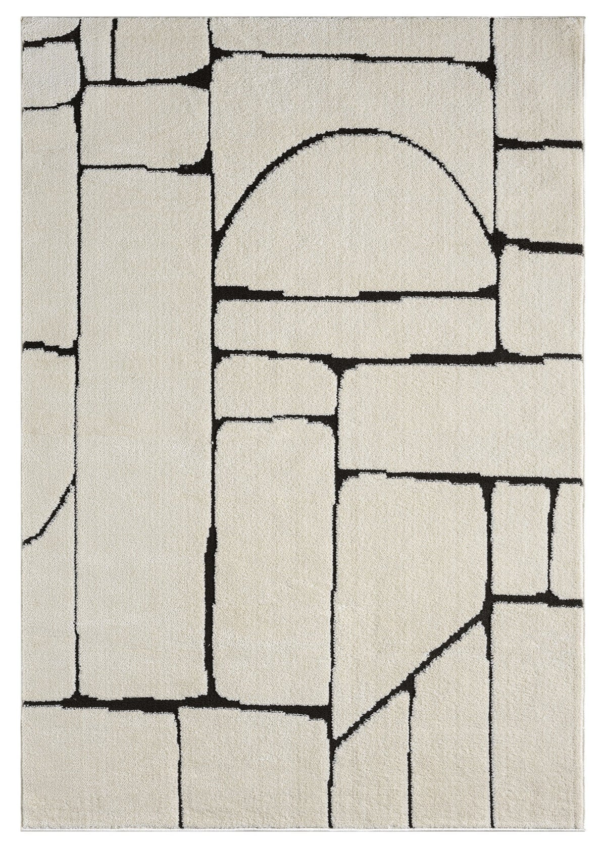 Rug with geometric stone pattern on a white background