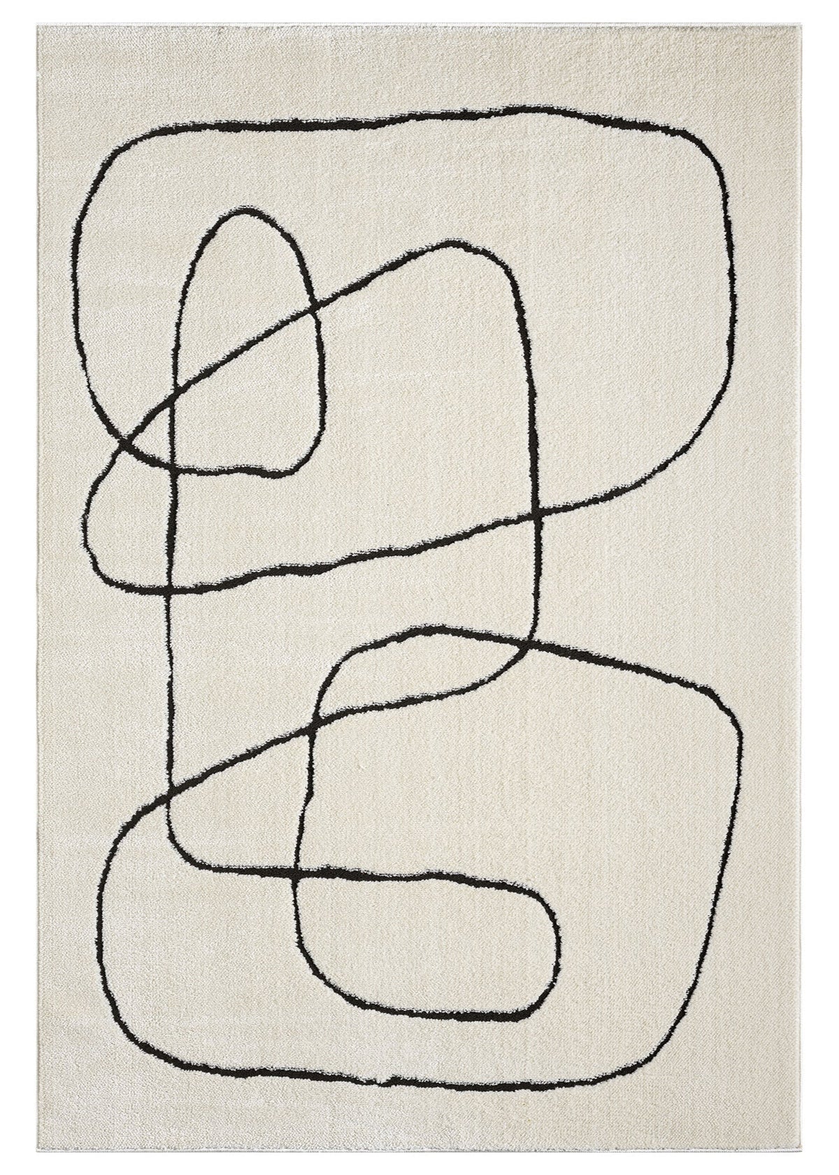 Abstract black line art on a beige background