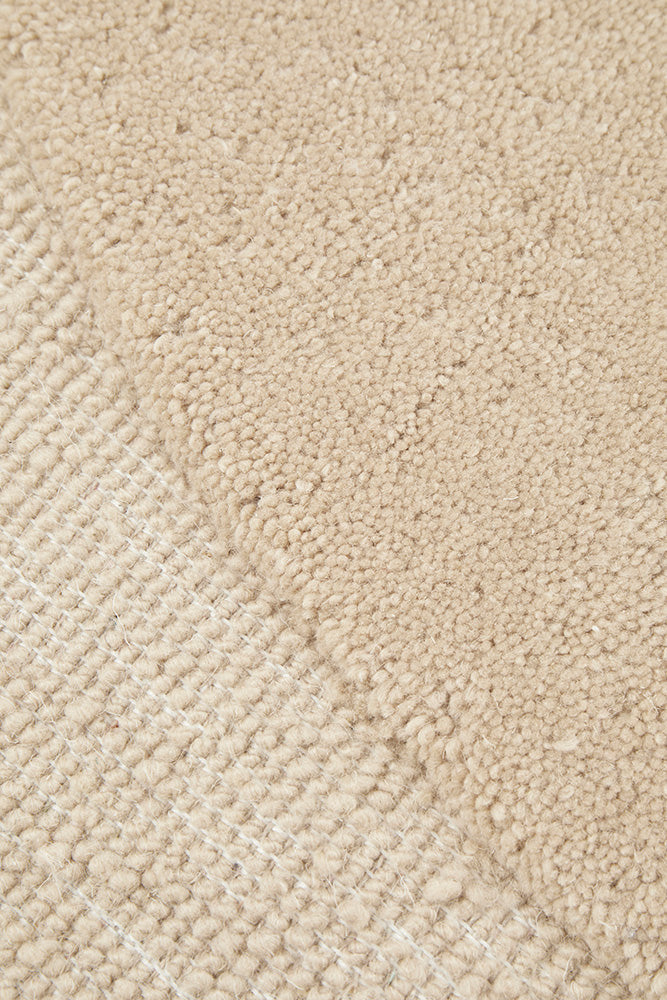 Asymmetrical Beige 100% NZ Wool Rug