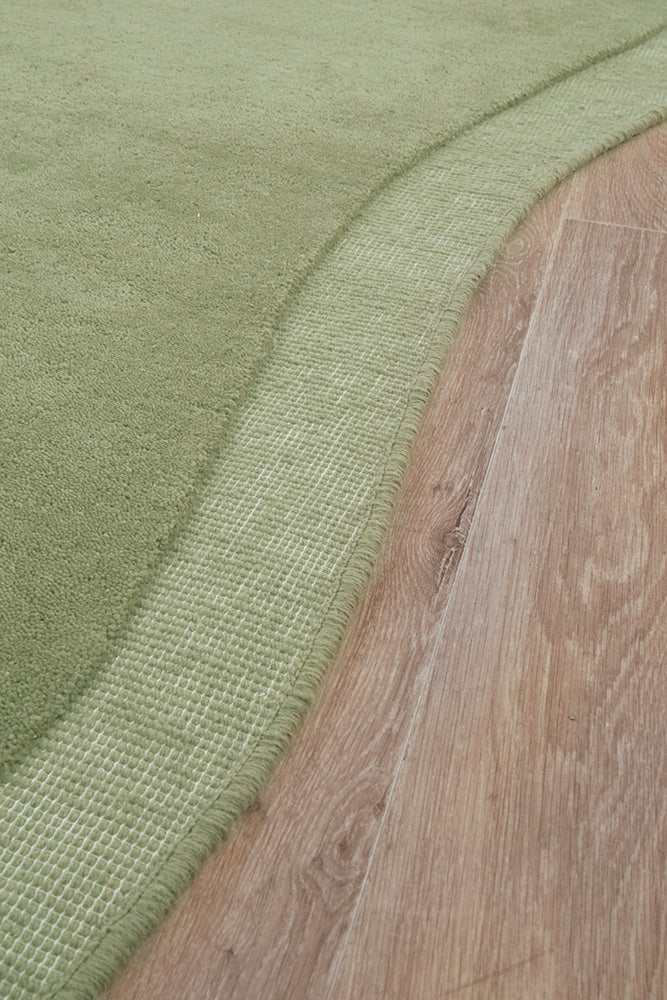 Asymmetrical Moss 100% NZ Wool Rug
