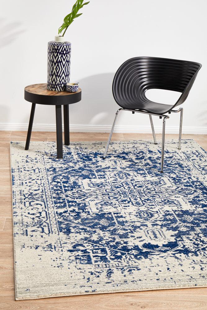 Esme White-Navy Transitional Rug-200x290cm