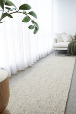 Hand Loomed Wool and Jute  Begie Runner Rug