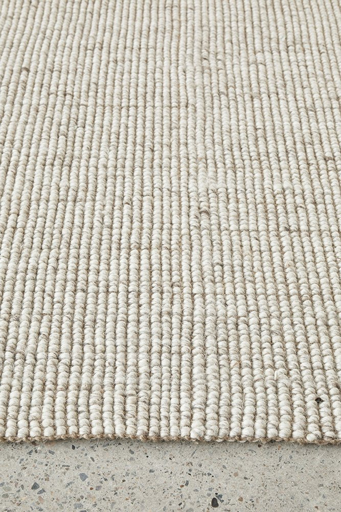 Hand Loomed Wool and Jute Begie Rug-