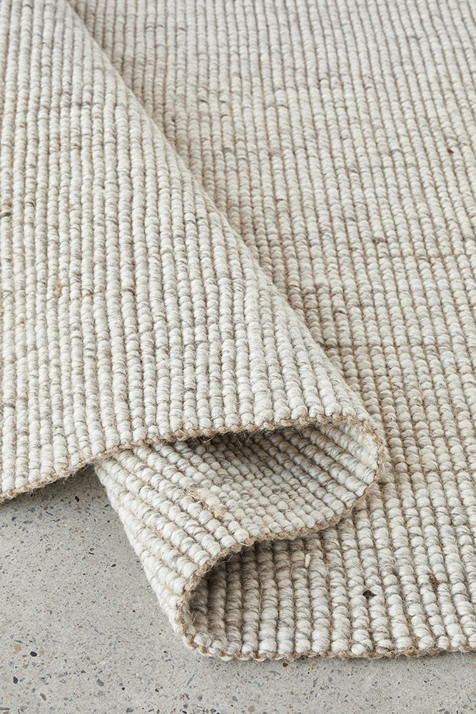 Hand Loomed Wool and Jute Begie Rug-