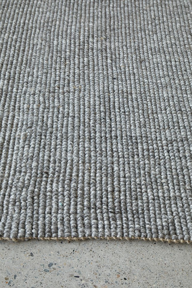 Hand Loomed Wool and Jute Graphite Rug-