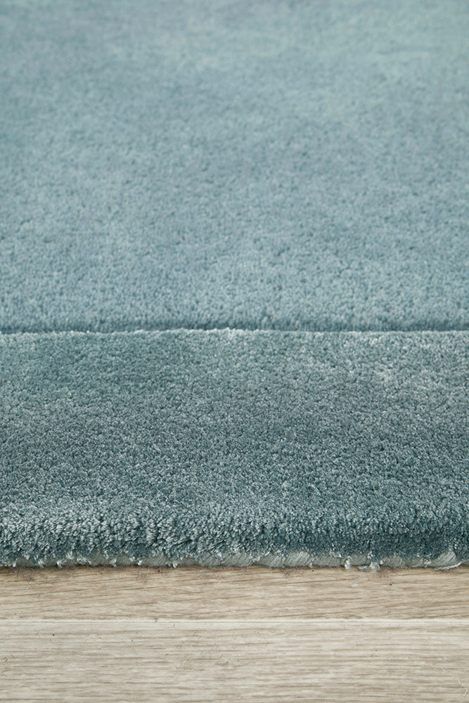 Hand-Tufted NZ Wool & Viscose Blue Runner Rug