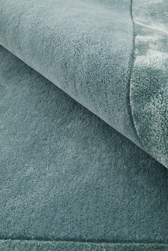 Hand-Tufted NZ Wool & Viscose Blue Runner Rug