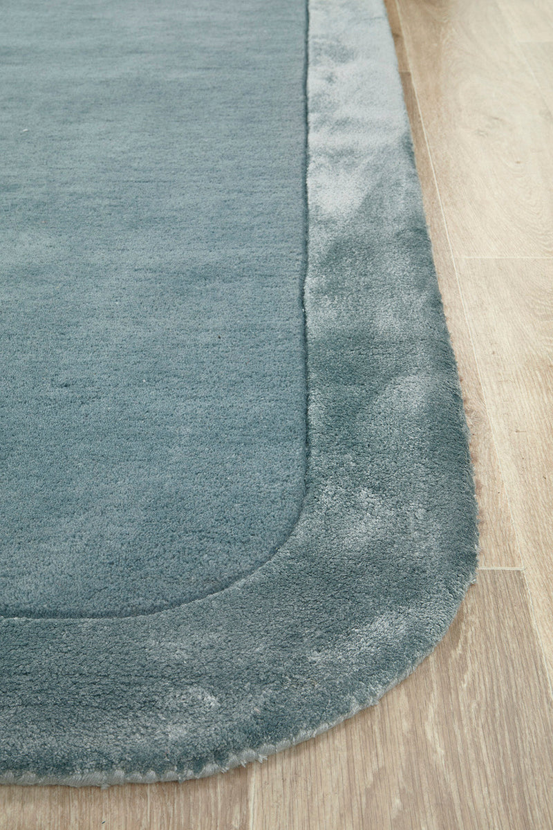 Hand-Tufted NZ Wool & Viscose Blue Rug