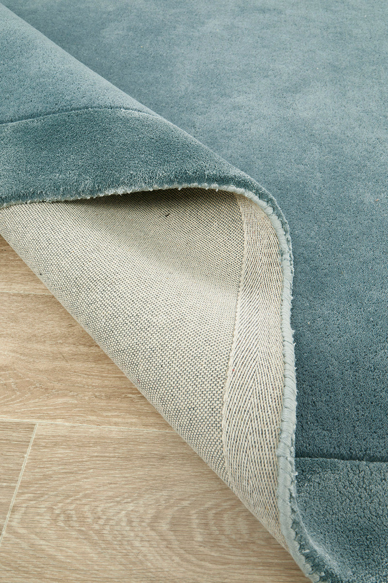 Hand-Tufted NZ Wool & Viscose Blue Rug