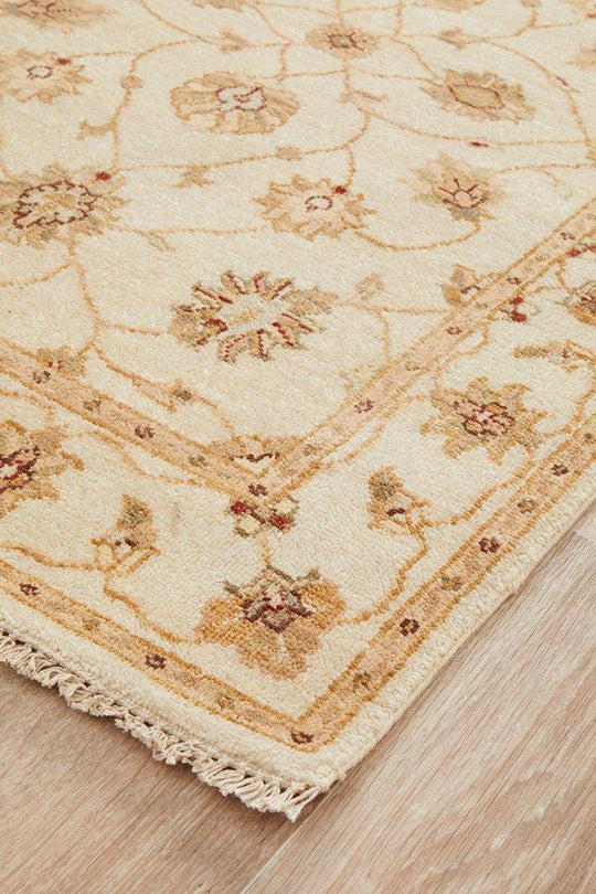 INDIAN HAND KNOTTED WOOL RUG -293X80CM