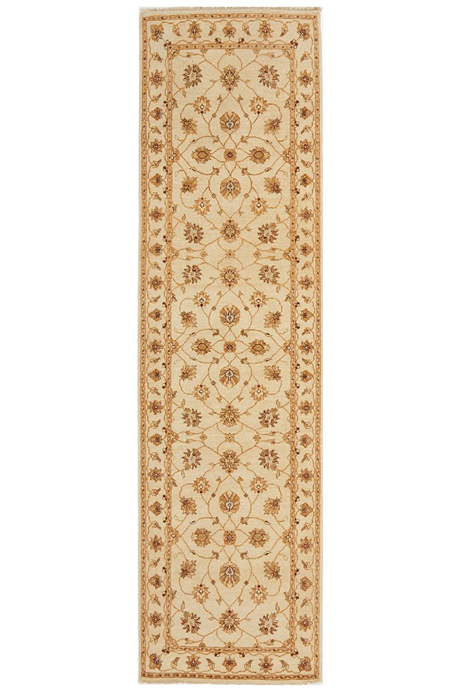 INDIAN HAND KNOTTED WOOL RUG -293X80CM