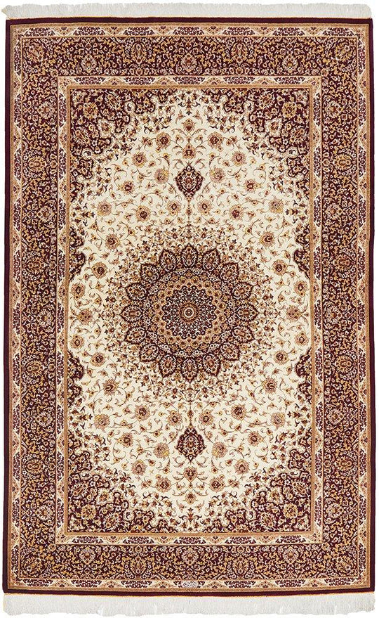 PERSIAN HAND KNOTTED PURE SILK QUM SIGNATURE RUG - 208X132CM ( 100% Silk )