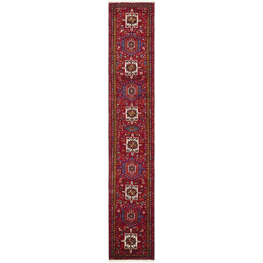 Hand Knotted Pure Wool Gharajeh Rug 417X70CM