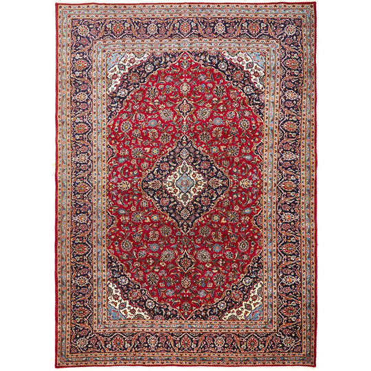 Hand Knotted Persian Rug Red Kashan 363X256CM