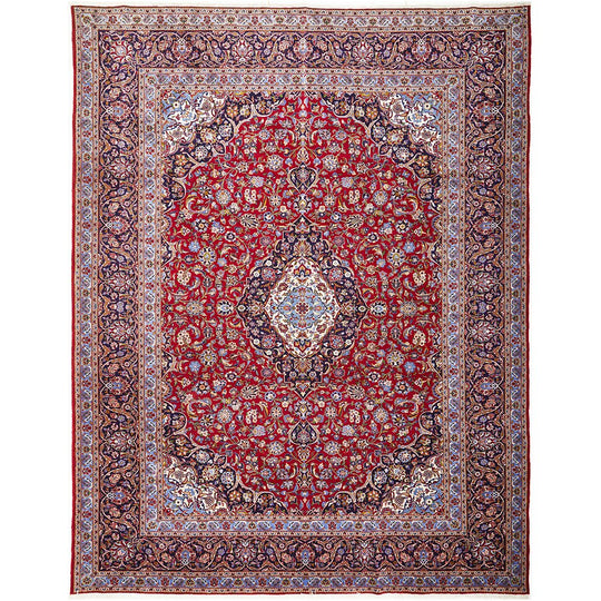 Hand Knotted Persian Rug Red Kashan 395X303CM