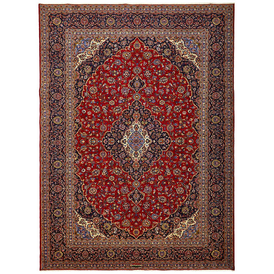 Hand Knotted Persian Rug Red Kashan 422X310CM
