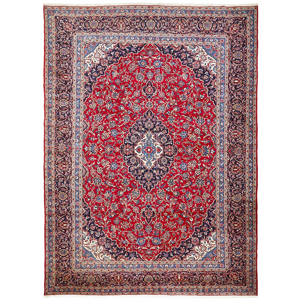 Hand Knotted Persian Rug Red Kashan 408X300CM