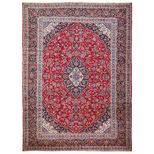 Hand Knotted Persian Rug Red Kashan 408X300CM
