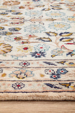 PERSIAN HAND KNOTTED CREAM KASHAN RUG 287X87CM