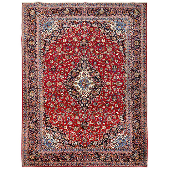 Hand Knotted Persian Rug Red Kashan 405X310CM