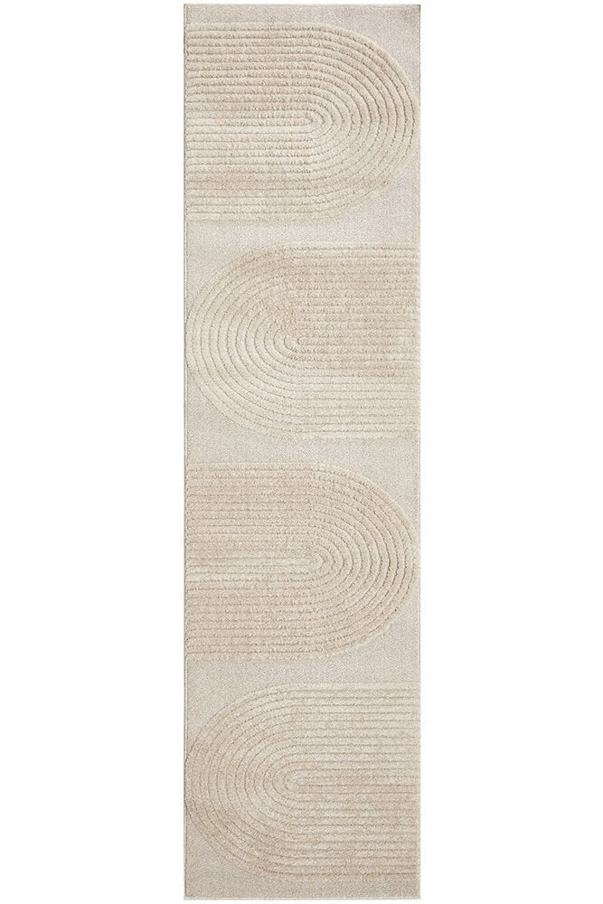 CONTEMPORARY PLAIN & TEXTURED ABBEY BEIGE RUG RUNNER