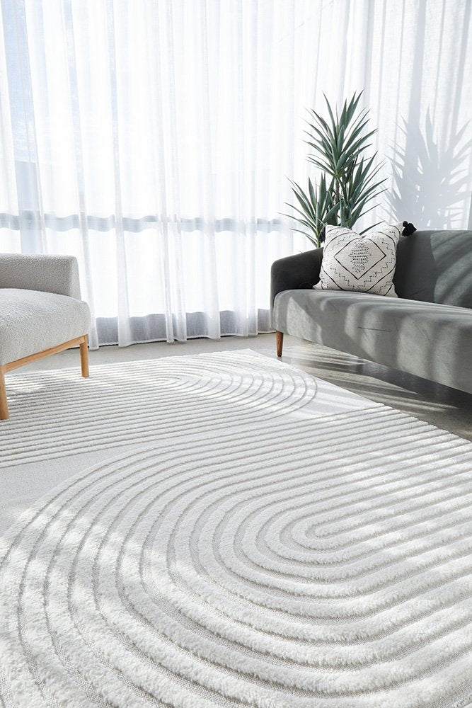 CONTEMPORARY PLAIN & TEXTURED ABBEY WHITE RUG