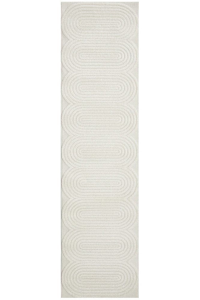 CONTEMPORARY PLAIN & TEXTURED CARL WHITE RUG RUNNER