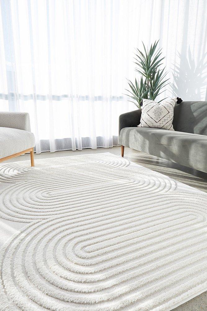 CONTEMPORARY PLAIN & TEXTURED CARL WHITE RUG – Aladdin Rugs NZ