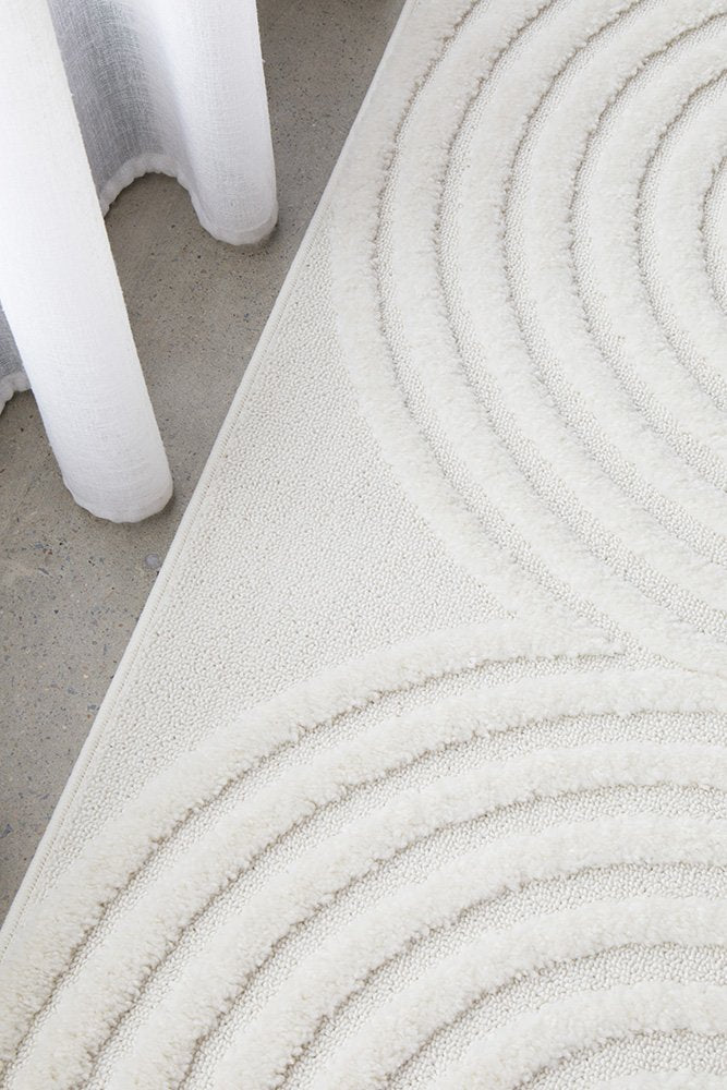 CONTEMPORARY PLAIN & TEXTURED CARL WHITE RUG RUNNER