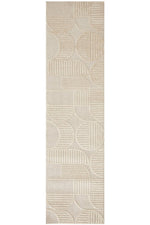 CONTEMPORARY PLAIN & TEXTURED LEO-BEIGE RUG RUNNER