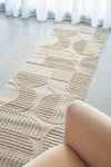 CONTEMPORARY PLAIN & TEXTURED LEO-BEIGE RUG RUNNER